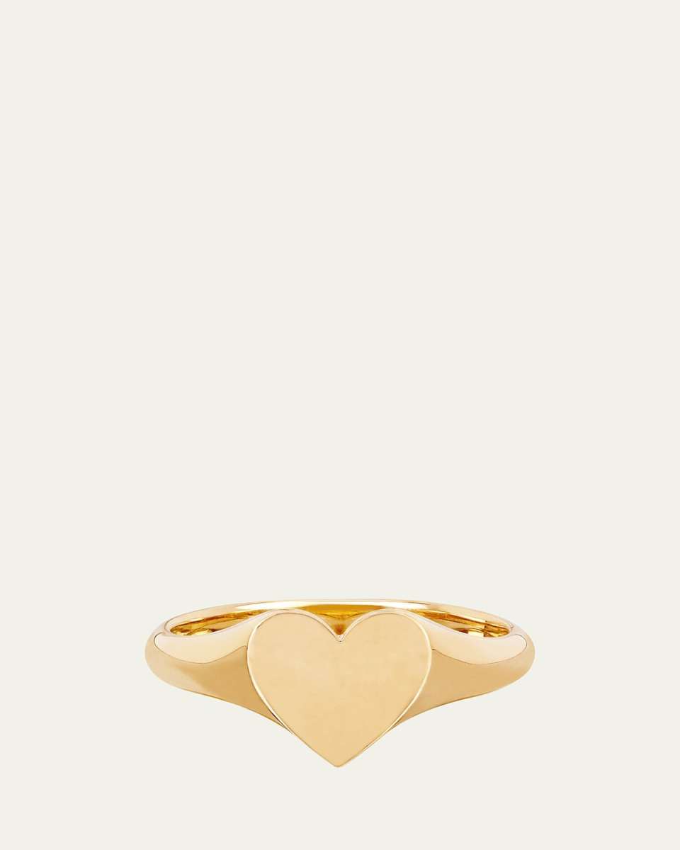 Gold Heart Signet Ring, Size 3.5
